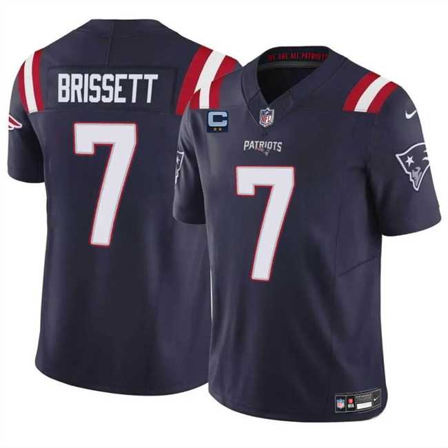 Men & Women & Youth New England Patriots #7 Jacoby Brissett Navy F.U.S.E. With 2-Star C Patch Vapor Limited Stitched Jersey